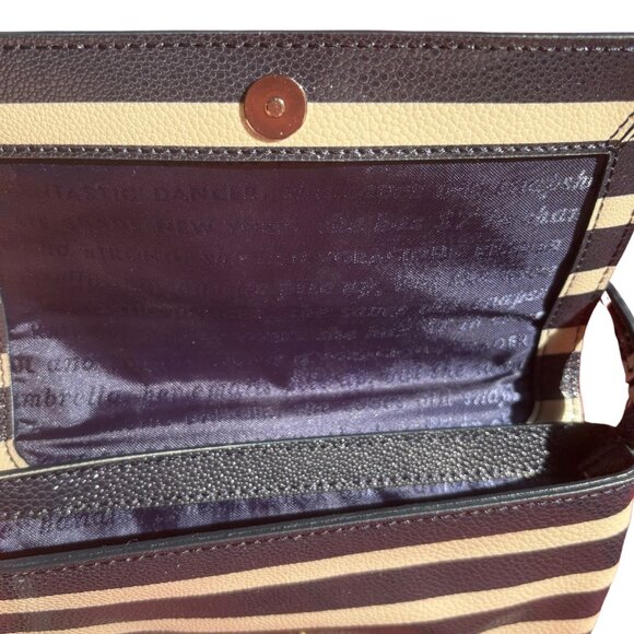 Kate Spade Aster Cedar Street Crossbody Bag Navy Cream Striped Faux Leather - Picture 5 of 5
